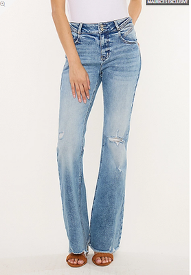 NWT Maurices KanCan™ High Rise Double Button Fray Hem Flare Jean