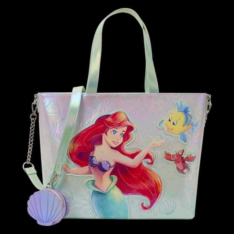NWT Loungefly The Little Mermaid Ariel, Flounder, & Sebastian Tote Crossbody Bag