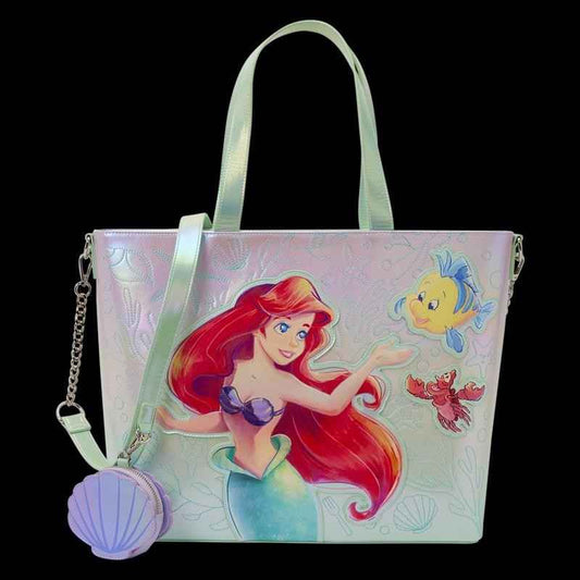 NWT Loungefly The Little Mermaid Ariel, Flounder, & Sebastian Tote Crossbody Bag