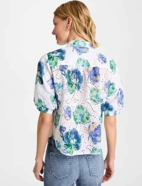 NWT Chico's Floral Paisley Eyelet Blouse