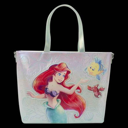 NWT Loungefly The Little Mermaid Ariel, Flounder, & Sebastian Tote Crossbody Bag