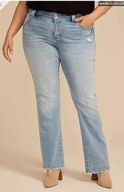 NWT Maurices Plus Size KanCan™ Mid Rise Double Button Frayed Hem Bootcut Jean