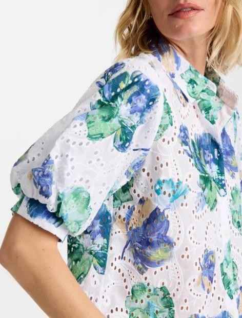NWT Chico's Floral Paisley Eyelet Blouse