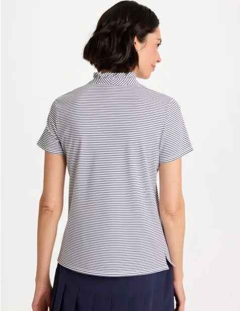 NWT Chico's Zenergy® UPF Ruffle Striped Half Zip