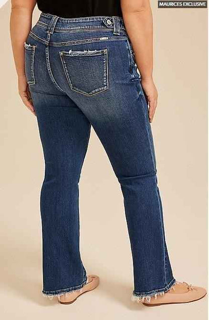 NWT Maurices Plus Size KanCan™ Mid Rise Double Button Frayed Hem Bootcut Jean