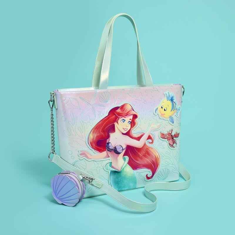 NWT Loungefly The Little Mermaid Ariel, Flounder, & Sebastian Tote Crossbody Bag