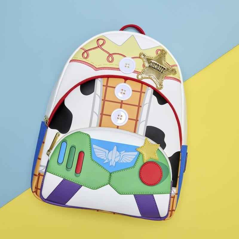 NWT Loungefly Toy Story 5 Triple Pocket Jessie, Woody, & Buzz Mini Backpack