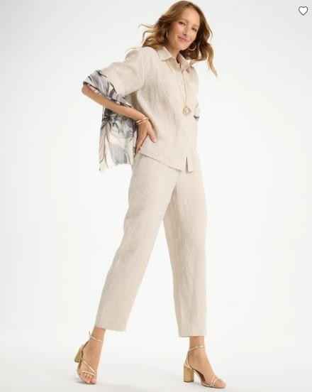 NWT Chico's Linen Straight Tapered Ankle Pants