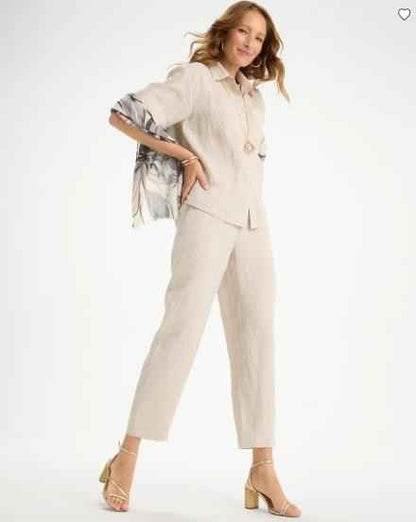 NWT Chico's Linen Straight Tapered Ankle Pants