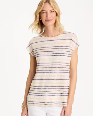 NWT Chico's Striped Linen Dolman Tee
