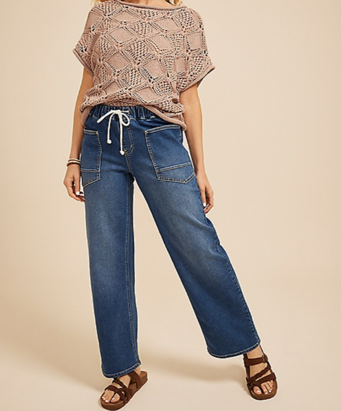 NWT Maurices Dark High Rise Pull On Wide Leg Jean