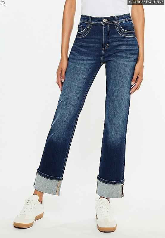 NWT Maurices KanCan™ KanCan™ High Rise Seamed Pocket Cuffed Hem Straight Jean