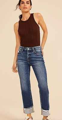 NWT Maurices Risen®High Rise Tummy Control Panel Ripped Cuff Ankle Straight Jean