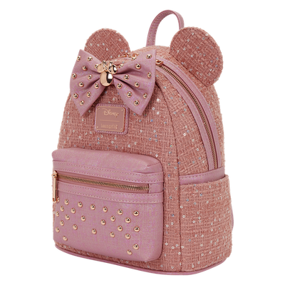 NWT Loungefly Minnie Mouse Exclusive Glitter Tweed Mini Backpack