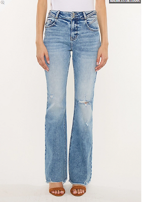 NWT Maurices KanCan™ High Rise Double Button Fray Hem Flare Jean