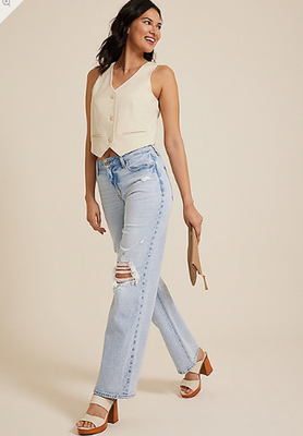 NWT Maurices Edgely™ High Rise Ripped Wide Leg Jean
