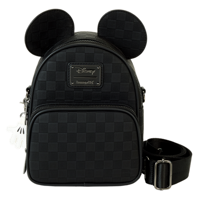 NWT Loungefly Mickey Mouse Checkered Texture Convertible Mini Backpack & Crossbo