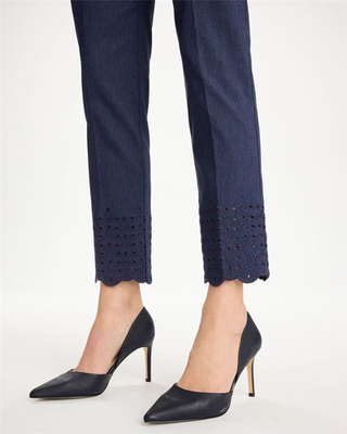 NWT Chico's Brigitte™ Slim Embroidered Pull-On Crop Pant
