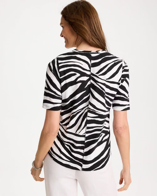 NWT Chico's Wild Lines Cotton Slub V-Neck Tee