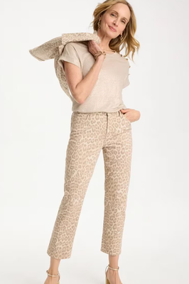 NWT Chico's Animal Print Girlfriend Slim Cropped Jeans