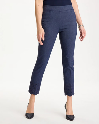 NWT Chico's Brigitte™ Slim Embroidered Pull-On Crop Pant