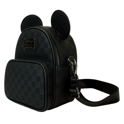 NWT Loungefly Mickey Mouse Checkered Texture Convertible Mini Backpack & Crossbo