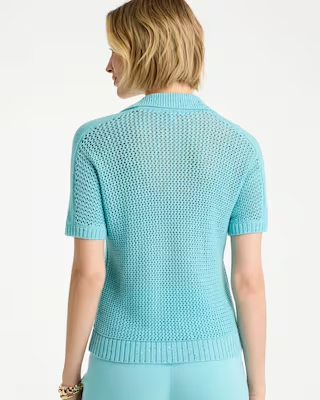 NWT Chico's Sequin Pointelle Pullover Polo Sweater