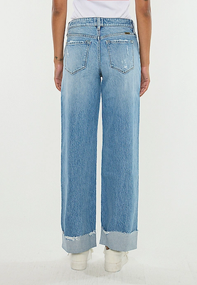 NWT Maurices KanCan™ Mid Rise Raw Cuffed Hem Wide Leg Jean