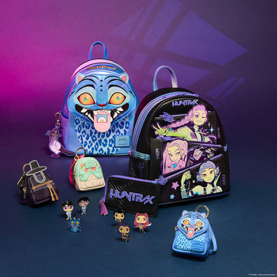 NWT Loungefly KPop Demon Hunters HUNTR/X Mini Backpack with Photo Card Charm