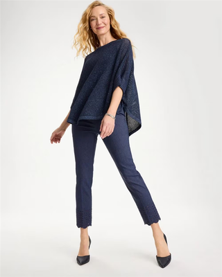 NWT Chico's Brigitte™ Slim Embroidered Pull-On Crop Pant