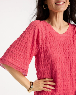 NWT Chico's Crinkle Lace Knit Raglan Tee