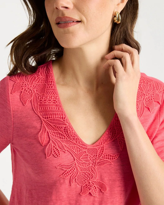 NWT Chico's Flora Lace V-Neck Tee