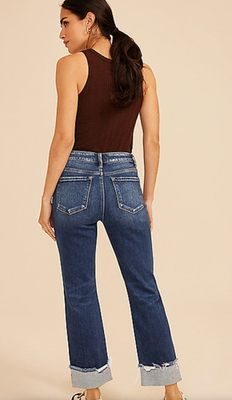 NWT Maurices Risen®High Rise Tummy Control Panel Ripped Cuff Ankle Straight Jean