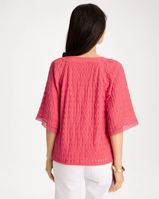NWT Chico's Crinkle Lace Knit Raglan Tee