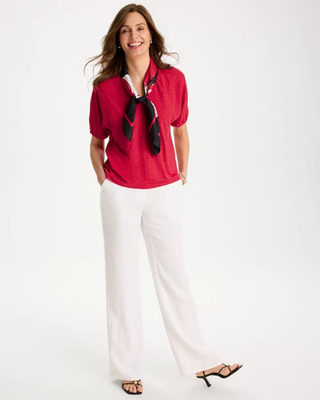 NWT Chico's Linen Ruched V-Neck Tee