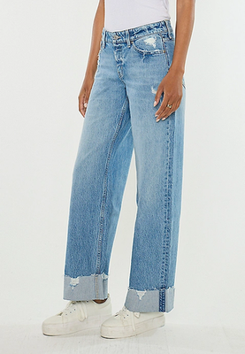 NWT Maurices KanCan™ Mid Rise Raw Cuffed Hem Wide Leg Jean