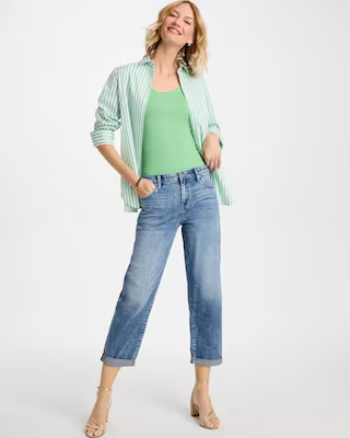 NWT Chico's Relaxed Boyfriend Rolled Hem Jean