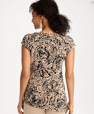 NWT Chico's Travelers™ Side-Tie Spotted Print Top