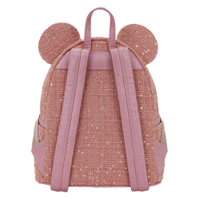 NWT Loungefly Minnie Mouse Exclusive Glitter Tweed Mini Backpack