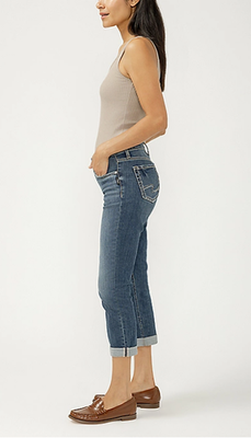 NWT Maurices Silver Jeans Co.® Elyse Mid Rise Luxe Stretch Rolled Hem Capri - Bestdeal999