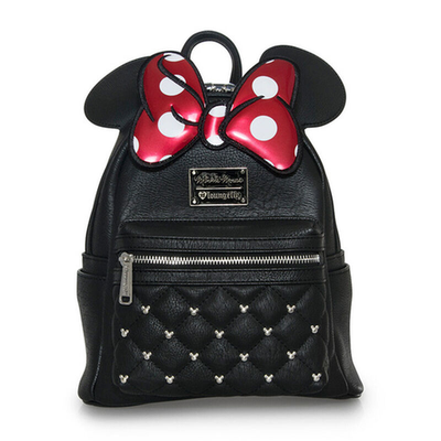 NWT Loungefly Minnie Mouse Classic Bow Quilted Texture Ear Mini Backpack