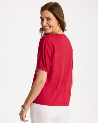 NWT Chico's Linen Ruched V-Neck Tee