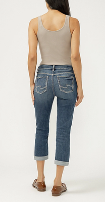 NWT Maurices Silver Jeans Co.® Elyse Mid Rise Luxe Stretch Rolled Hem Capri - Bestdeal999