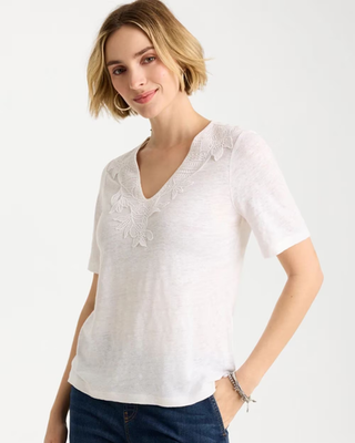 NWT Chico's Flora Lace V-Neck Tee
