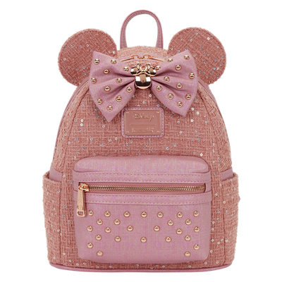 NWT Loungefly Minnie Mouse Exclusive Glitter Tweed Mini Backpack