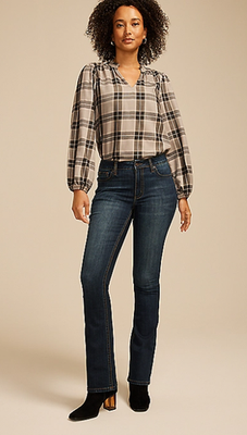 NWT Maurices Dark Crosshatch Mid Rise Thick Stitch Bootcut Jean - Bestdeal999