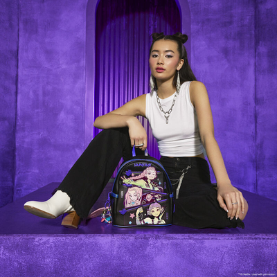 NWT Loungefly KPop Demon Hunters HUNTR/X Mini Backpack with Photo Card Charm