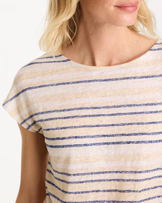 NWT Chico's Striped Linen Dolman Tee