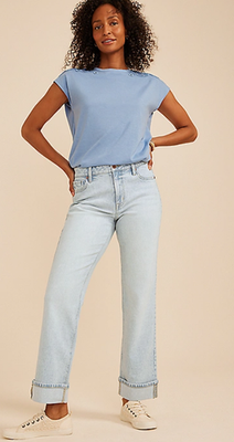 NWT Maurices edgely™ High Rise Cuff Hem Relaxed Straight Leg Jean