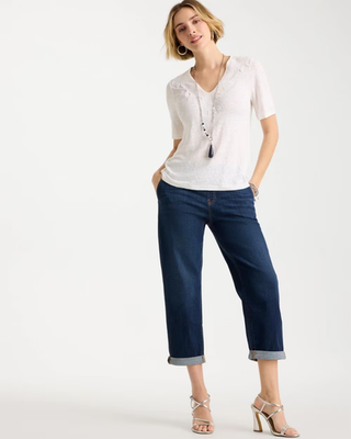 NWT Chico's Flora Lace V-Neck Tee